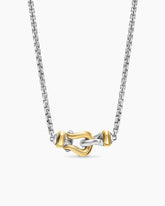 Petite Buckle Necklace in Sterling Silver with 14K Yellow Gold, 16.2mm